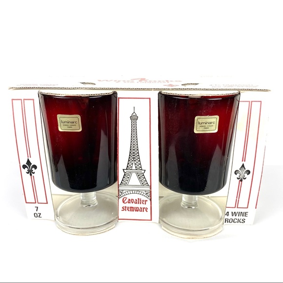 NWT Vintage Luminarc France Set 4 Wine Stem Goblet